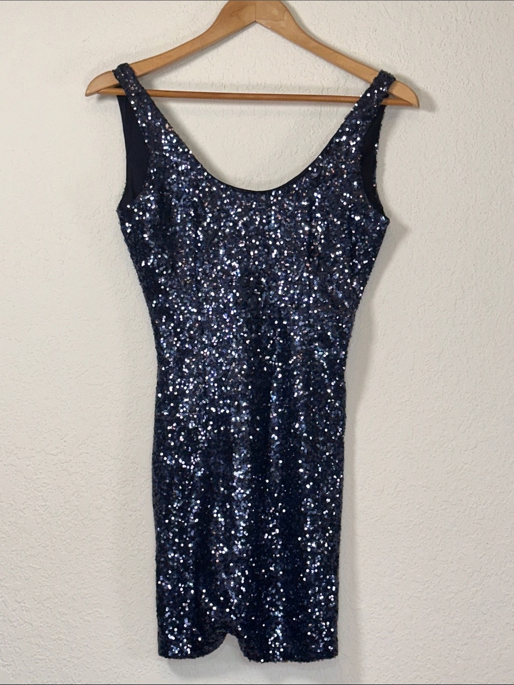 Tobi Navy Sequin Scoop Neck Mini Dress